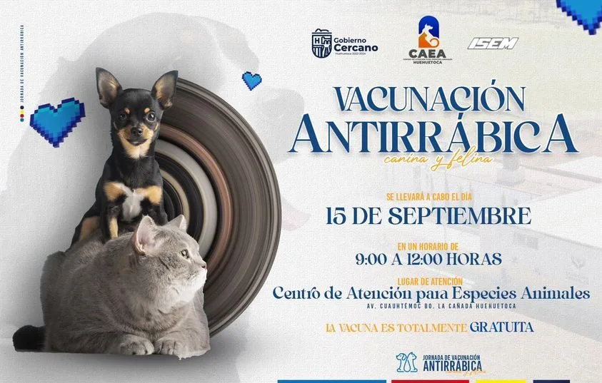 1694816018 VACUNACION ANTIRRABICA CANINA Y FELINA Este 15 de septiembre jpg