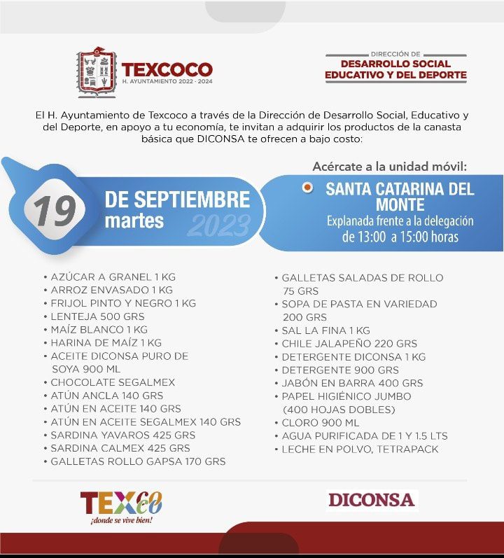 1695065958 639 Informacion importante El Ayuntamiento de Texcoco y DICONSA trae para