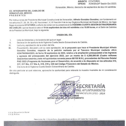 1695134624 926 Te invitamos a seguir la VIGESIMA CUARTA SESION EXTRAORDINARIA DE