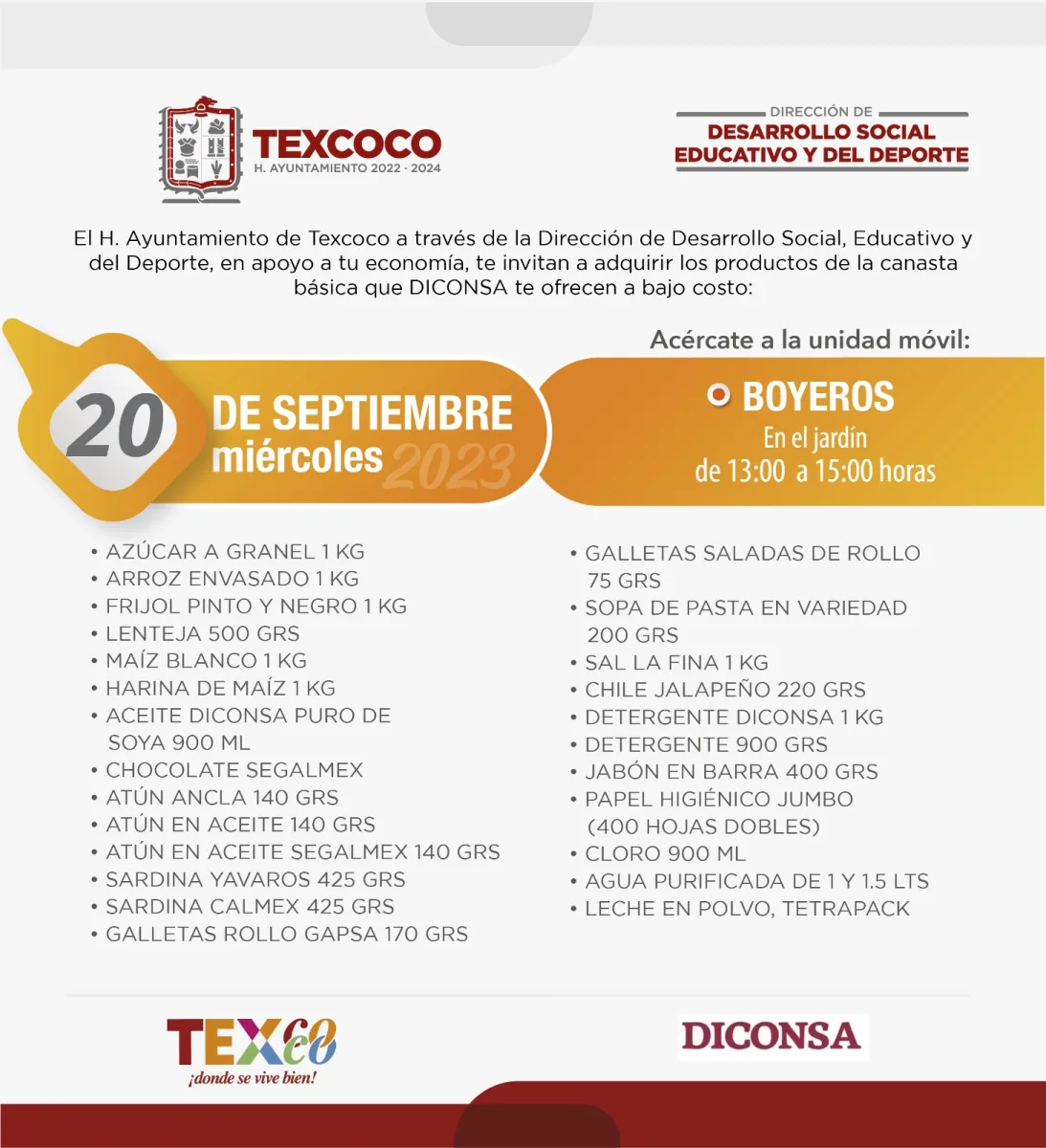 1695152665 412 Informacion importante El Ayuntamiento de Texcoco y DICONSA trae para