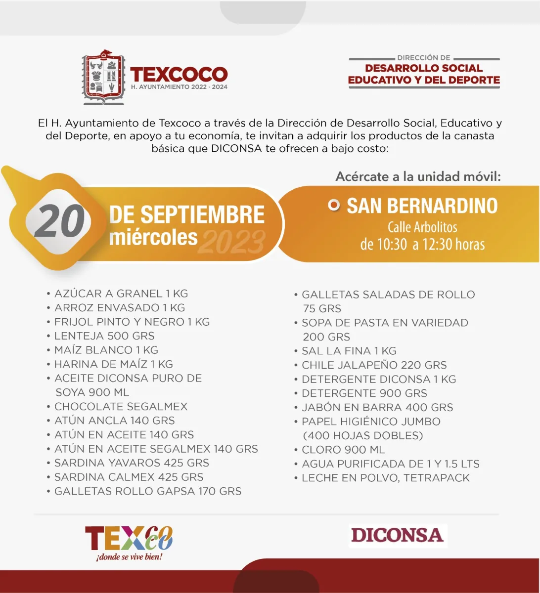 1695152690 Informacion importante El Ayuntamiento de Texcoco y DICONSA trae para