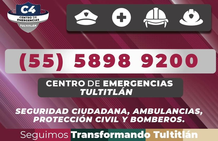 1695221460 478 C4 Tultitlan El 𝐂𝐞𝐧𝐭𝐫𝐨 𝐝𝐞 𝐄𝐦𝐞𝐫𝐠𝐞𝐧𝐜𝐢𝐚𝐬 𝐓𝐮𝐥𝐭𝐢𝐭𝐥𝐚́𝐧 tiene una linea