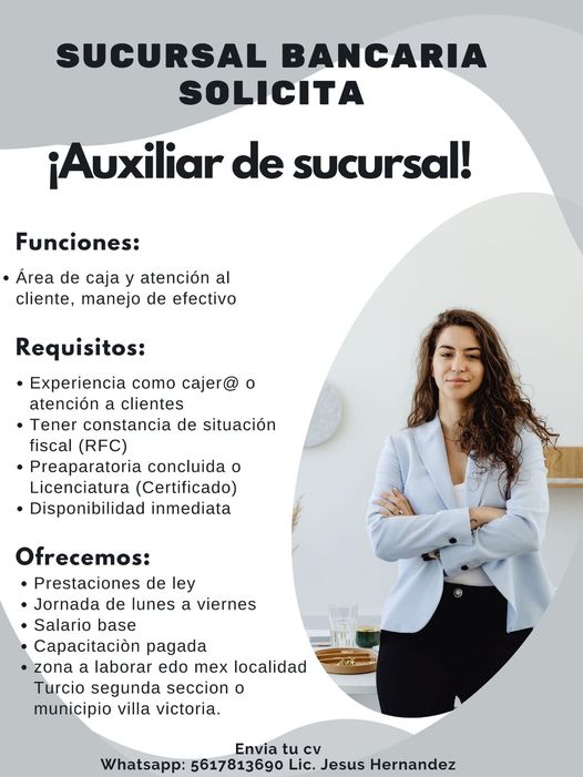 1695250445 946 El Banco Bienestar solicita auxiliar de sucursal envia tu Curriculum