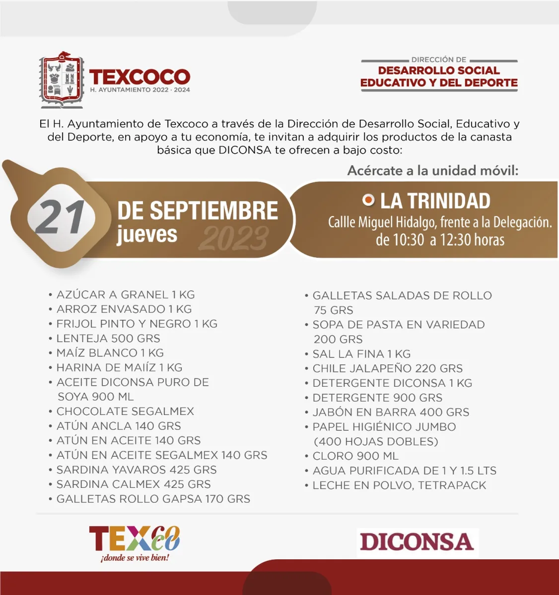 1695253785 264 Informacion importante El Ayuntamiento de Texcoco y DICONSA trae para