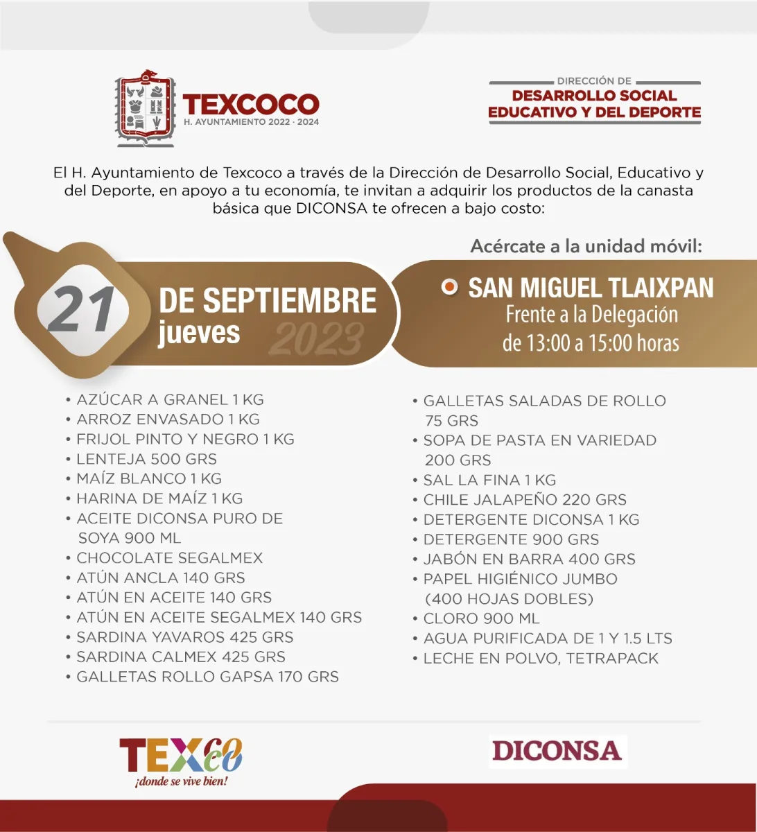 1695253789 416 Informacion importante El Ayuntamiento de Texcoco y DICONSA trae para