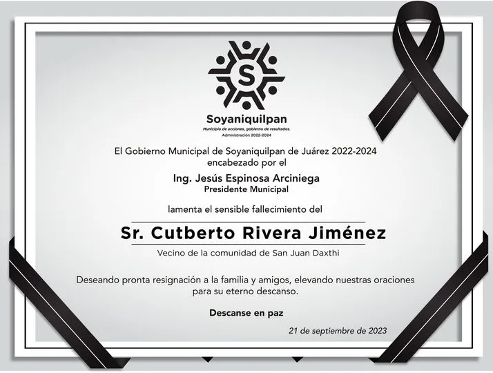 1695388728 Lamentamos el sensible fallecimiento del Sr Cutberto Rivera Jimenez vecino jpg