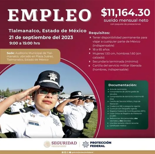 1695410035 Manana no faltes Empleo Convocatoria por parte de ProteccionFederal jpg