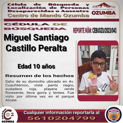 1695912934 AYUDEMOS A LOCALIZAR AL NINO MIGUEL SANTIAGO CASTILLO PERALTA DESAPARECIO jpg