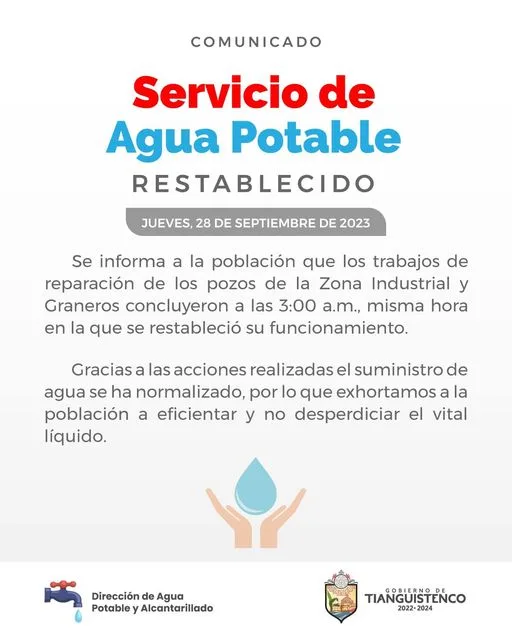 1695918166 YaHayAgua se concluyeron los trabajos de reparacion el servicio esta jpg