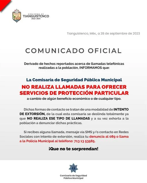 1695939931 Importante NO te dejes sorprender denuncia cualquier intento de extorsion jpg