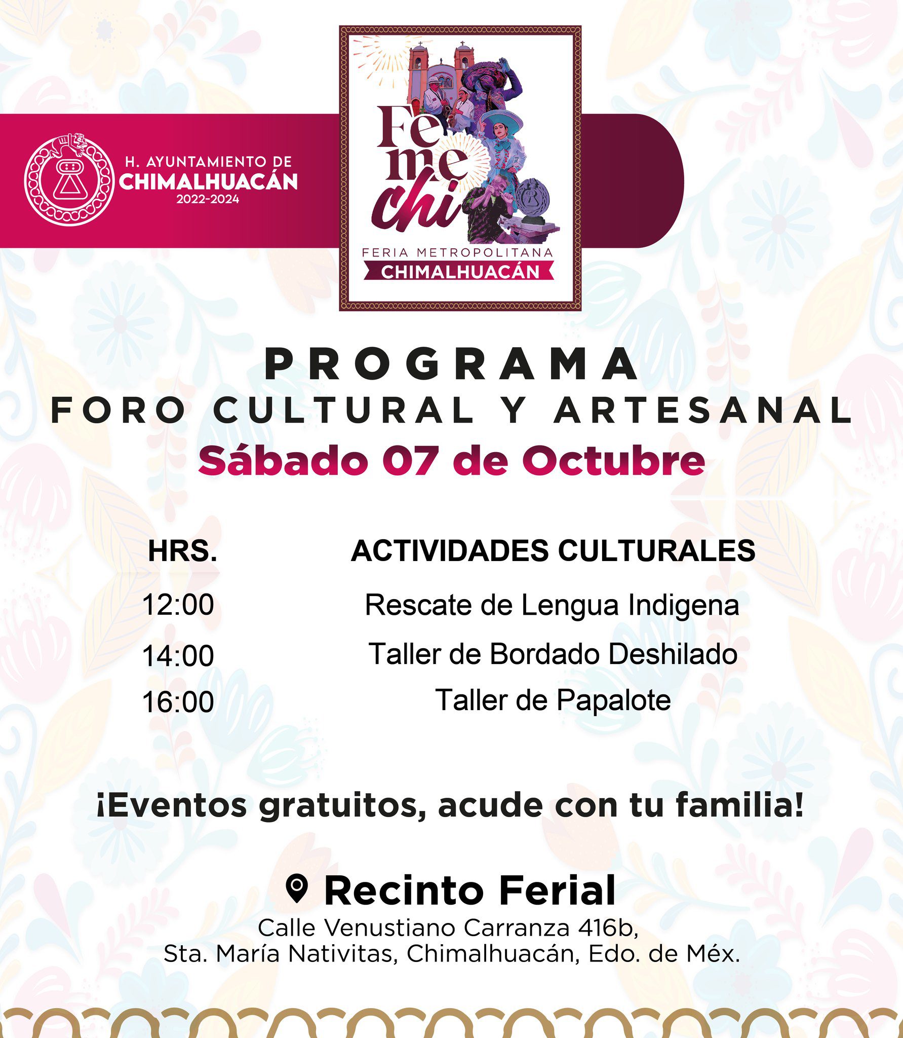 1696031111 511 Consulta la programacion del Foro Cultural y Artesanal de la