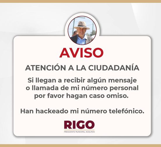 Aviso IMPORTANTE Lamento informales que hace unos minutos hackearon mi