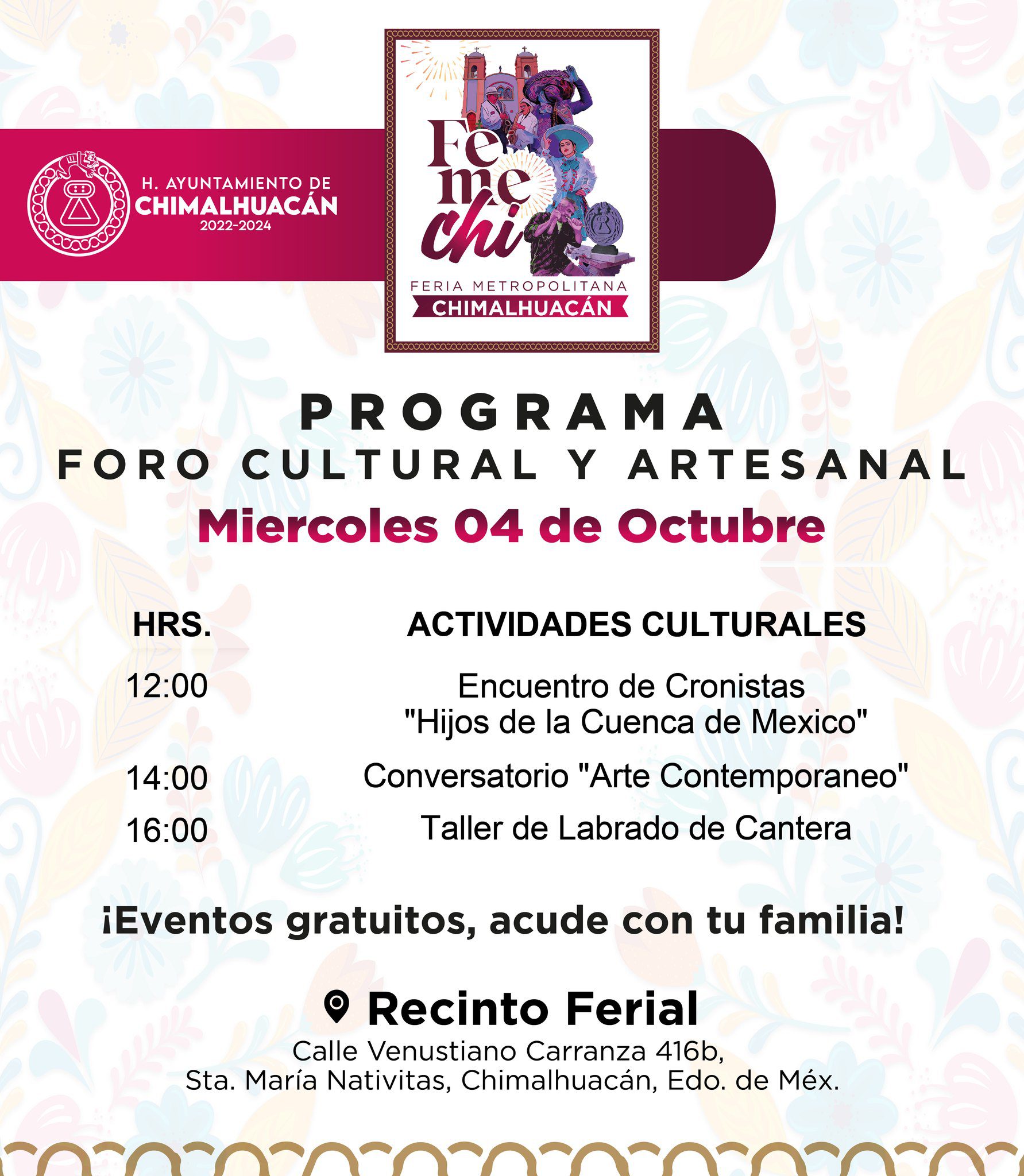 Consulta la programacion del Foro Cultural y Artesanal de la