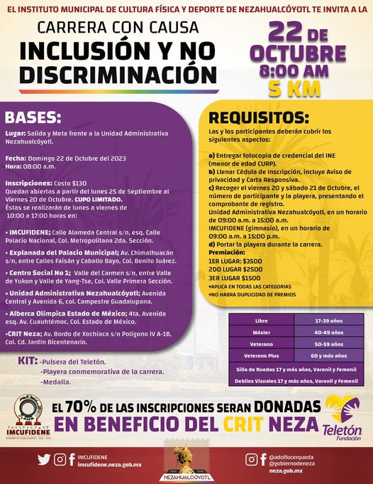 Deporte El IMCUFIDENE te invita a participar en la