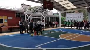 Entrega de obra Cancha de usos multiples Esc Primaria cuauhtemoc