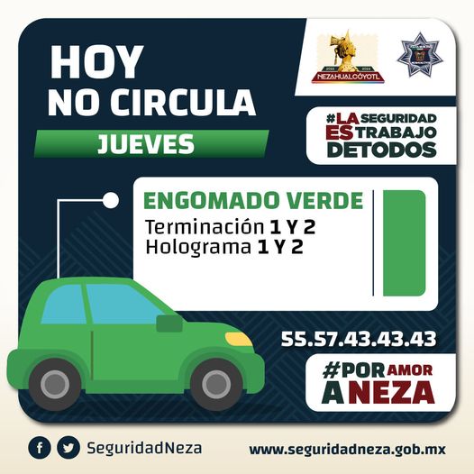 Hoy Jueves aplica el programa HoyNoCircula a vehiculos con engomado