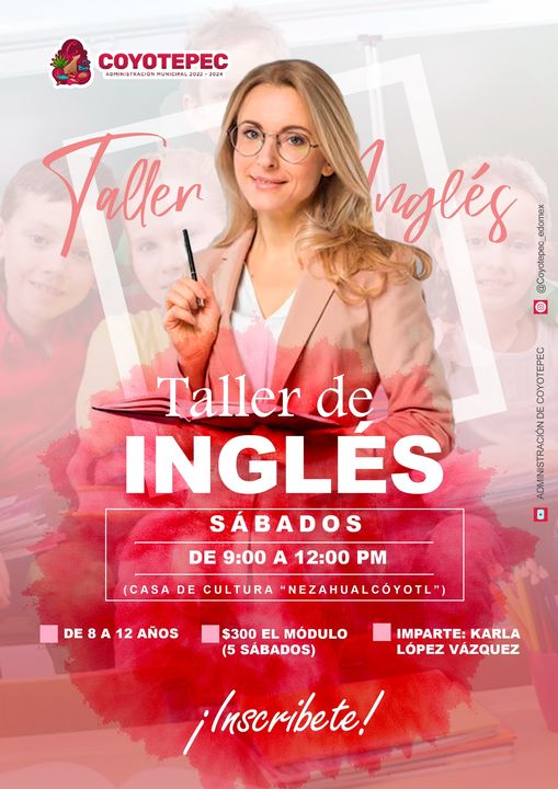 II 𝐓𝐀𝐋𝐋𝐄𝐑 𝐃𝐄 𝐈𝐍𝐆𝐋𝐄𝐒 Te invitamos a inscribirte al tallerdeingles