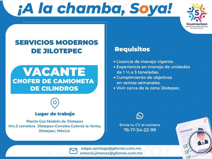 ¡A LA CHAMBA SOYA ¿Te encuentras en busqueda de chamba