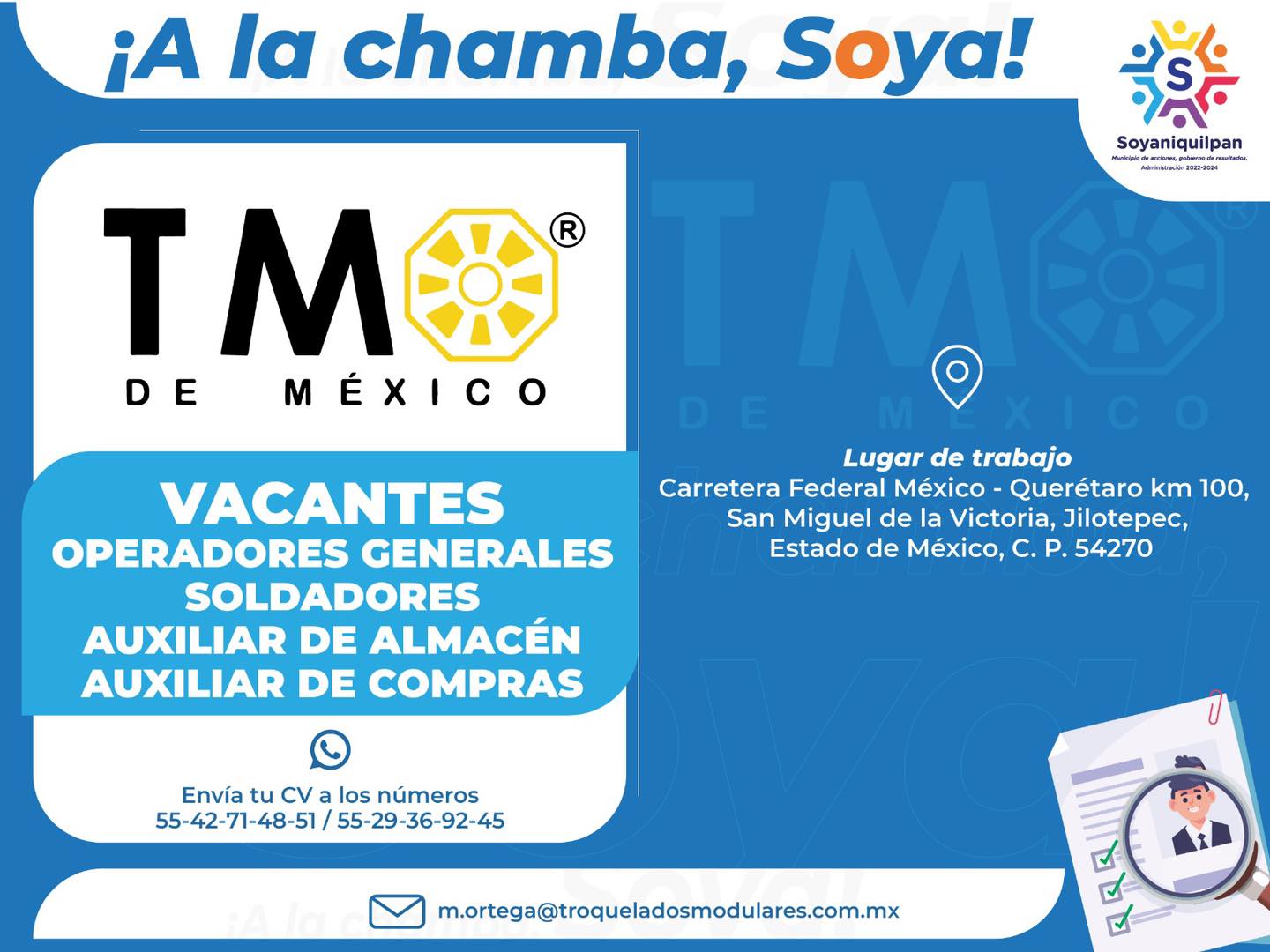 ¡A LA CHAMBA SOYA ¿Te encuentras en busqueda de trabajo