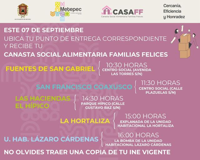 ¡Atencion vecinos hoy tambien hay entrega de CASAFF Recuerden llevar