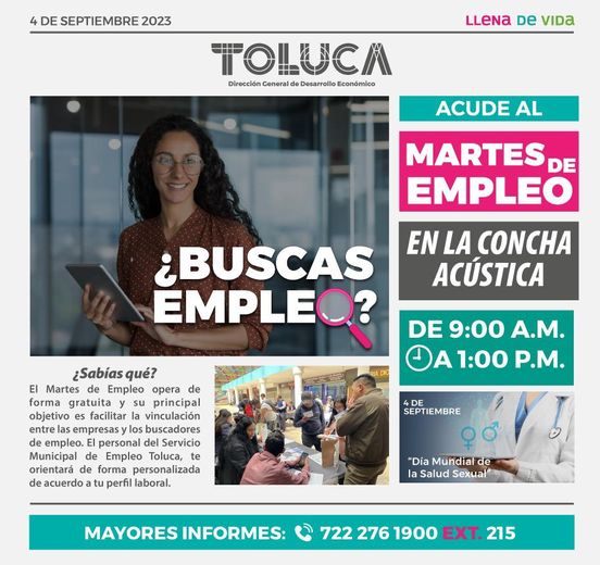 ¡En Toluca queremos que encuentres trabajo