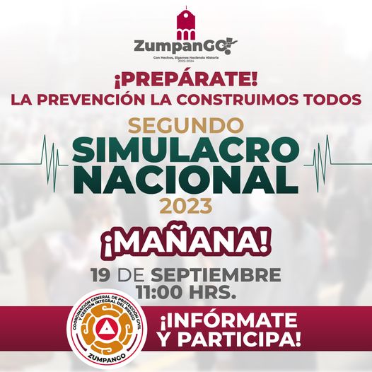 ¡Manana es el SegundoSimulacroNacional2023 Hora 1100 hrs