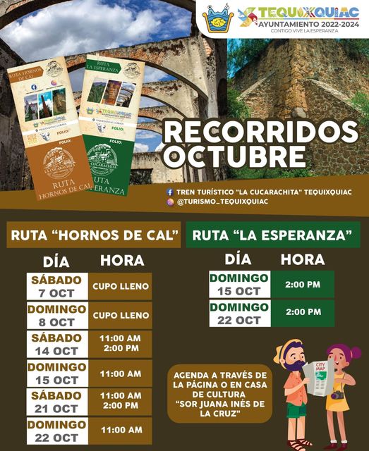 ¡NO TE QUEDES SIN RECORRIDO ESTOS SON NUESTROS HORARIOS DISPONIBLES