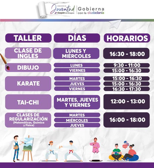 ¡No te pierdas los talleres que la Direccion de Juventud