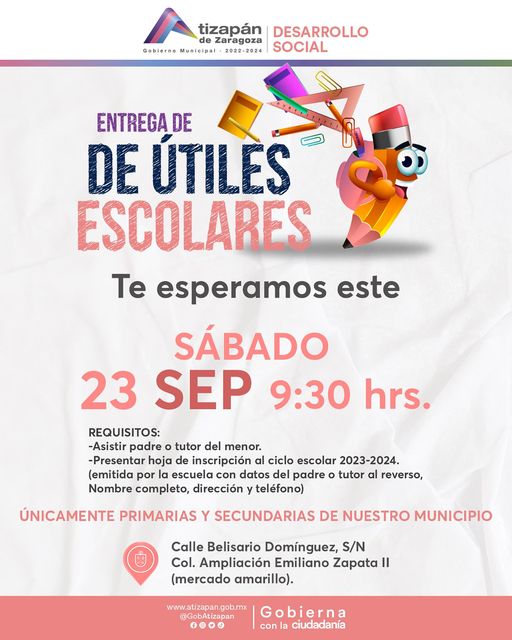 ¡Participa en nuestra entrega de Utiles Escolares totalmente gratuitos este