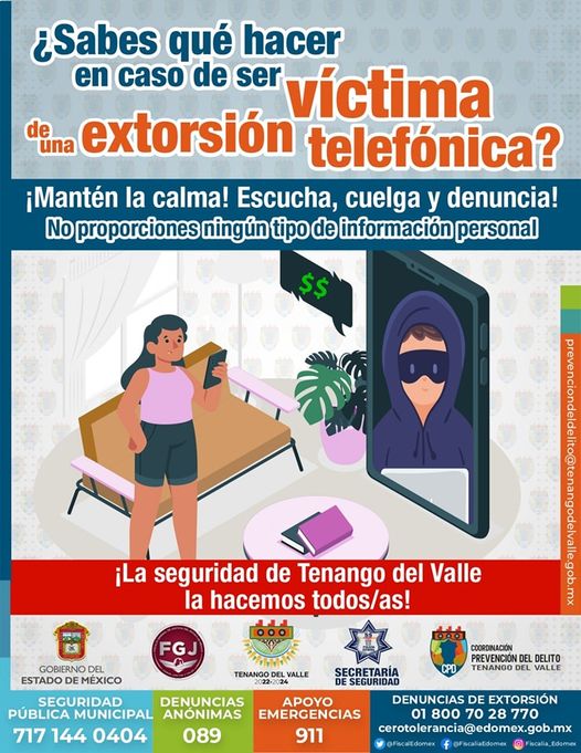 ¡Protegete y denuncia la extorsion telefonica SeguridadTenango