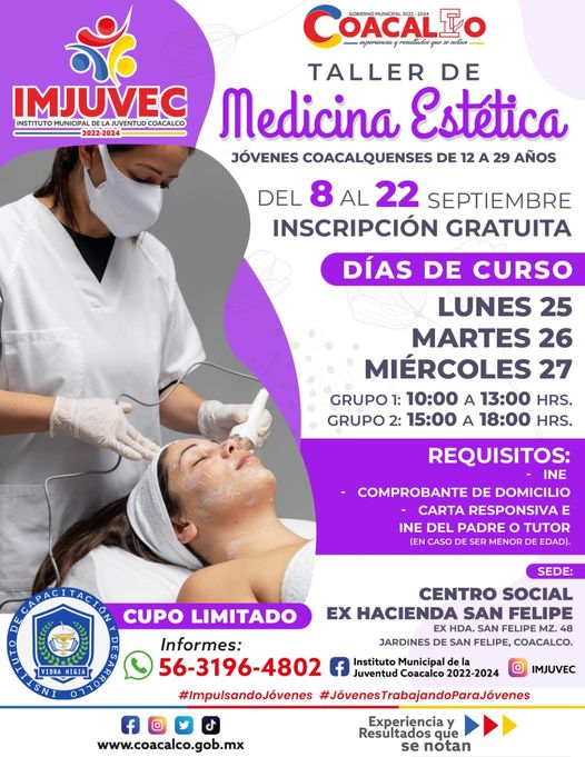 ¡Sumate al Taller de Medicina Estetica Informes 5631964802 ¡Cupo limitado