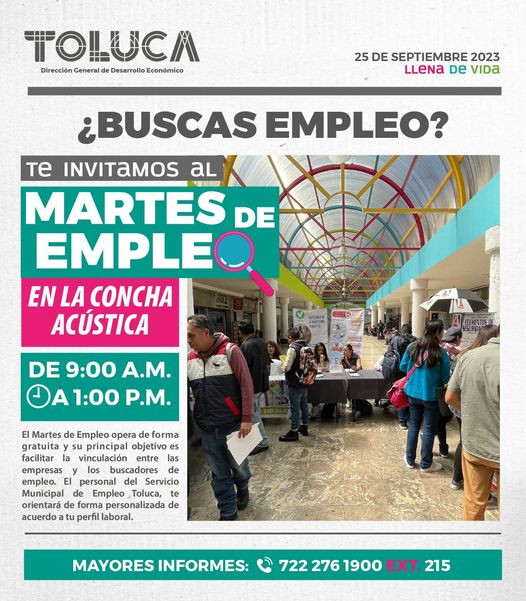 ¿Estas buscando trabajo y vives en Toluca Nos vemos manana