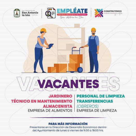 ¿Estas en busca de trabajo Hay estas vacantes disponibles para