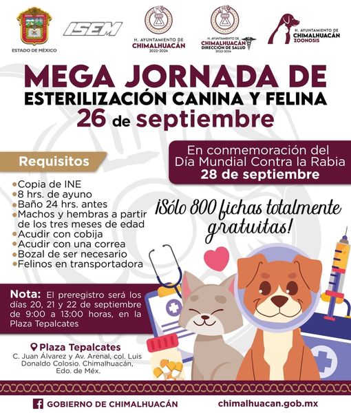 ¿Quieres esterilizar a tu perro o gato Registrate y acude