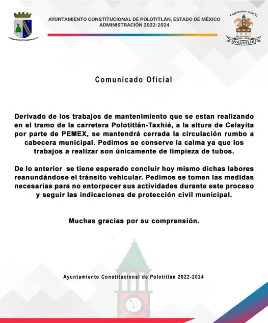 1696438245 Atencion Derivado de los trabajos de mantenimiento que se estan jpg