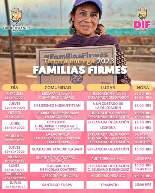 1696610357 Si eres beneficiaria del programa municipal FamiliasFirmes checa el calendario jpg