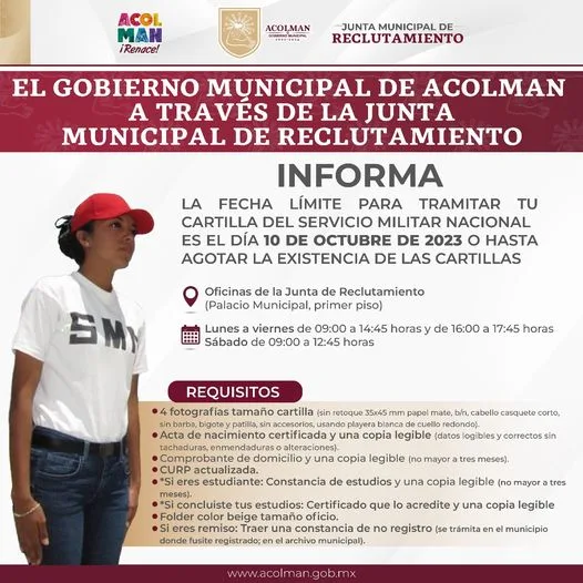 1696612645 AVISO IMPORTANTE Fecha limite para tramitar la Cartilla del Servicio jpg