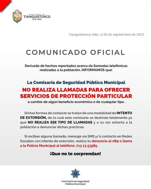 1696624875 Importante NO te dejes sorprender denuncia cualquier intento de extorsion jpg