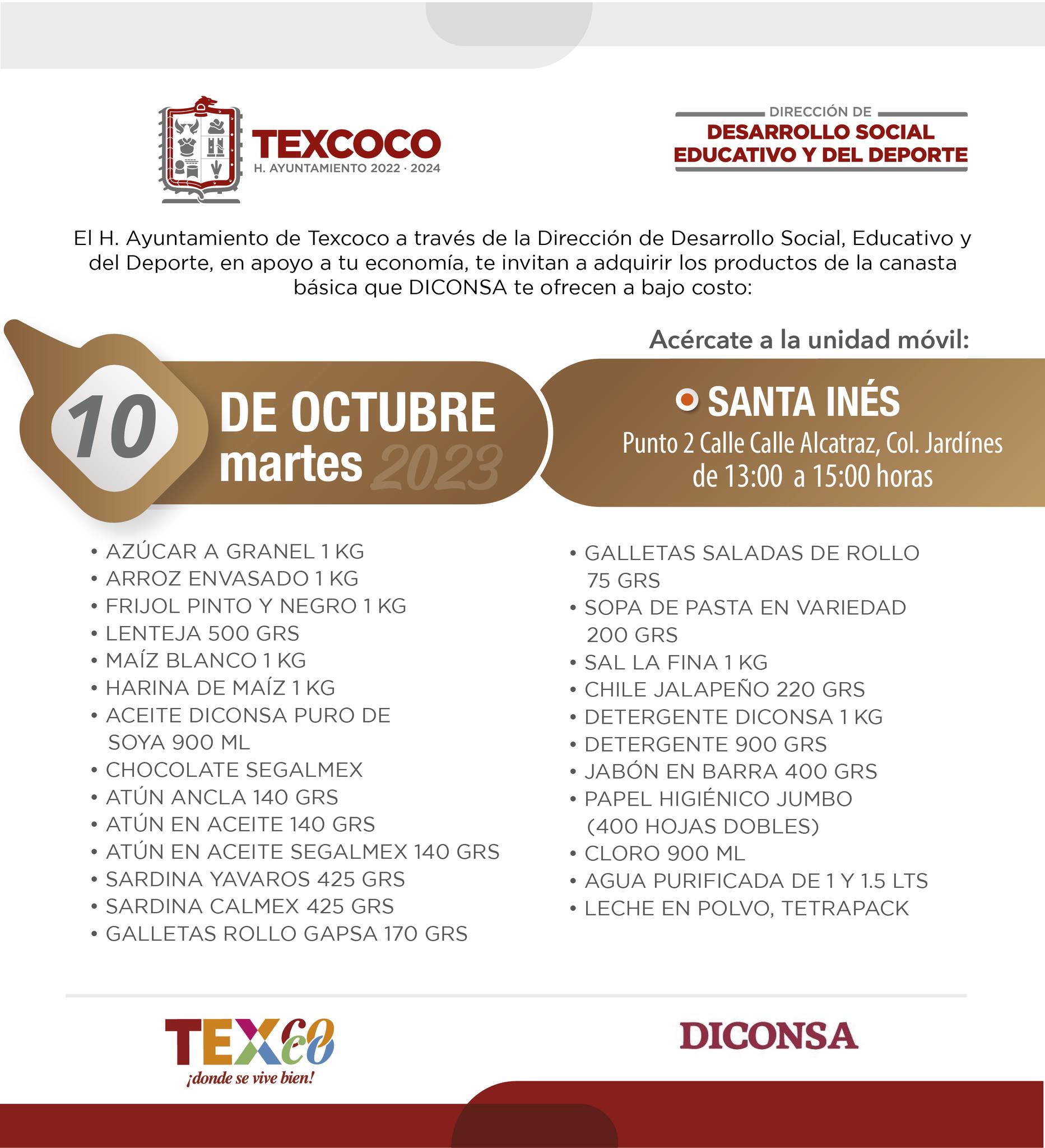 1696880716 123 Informacion importante El Ayuntamiento de Texcoco y DICONSA trae para