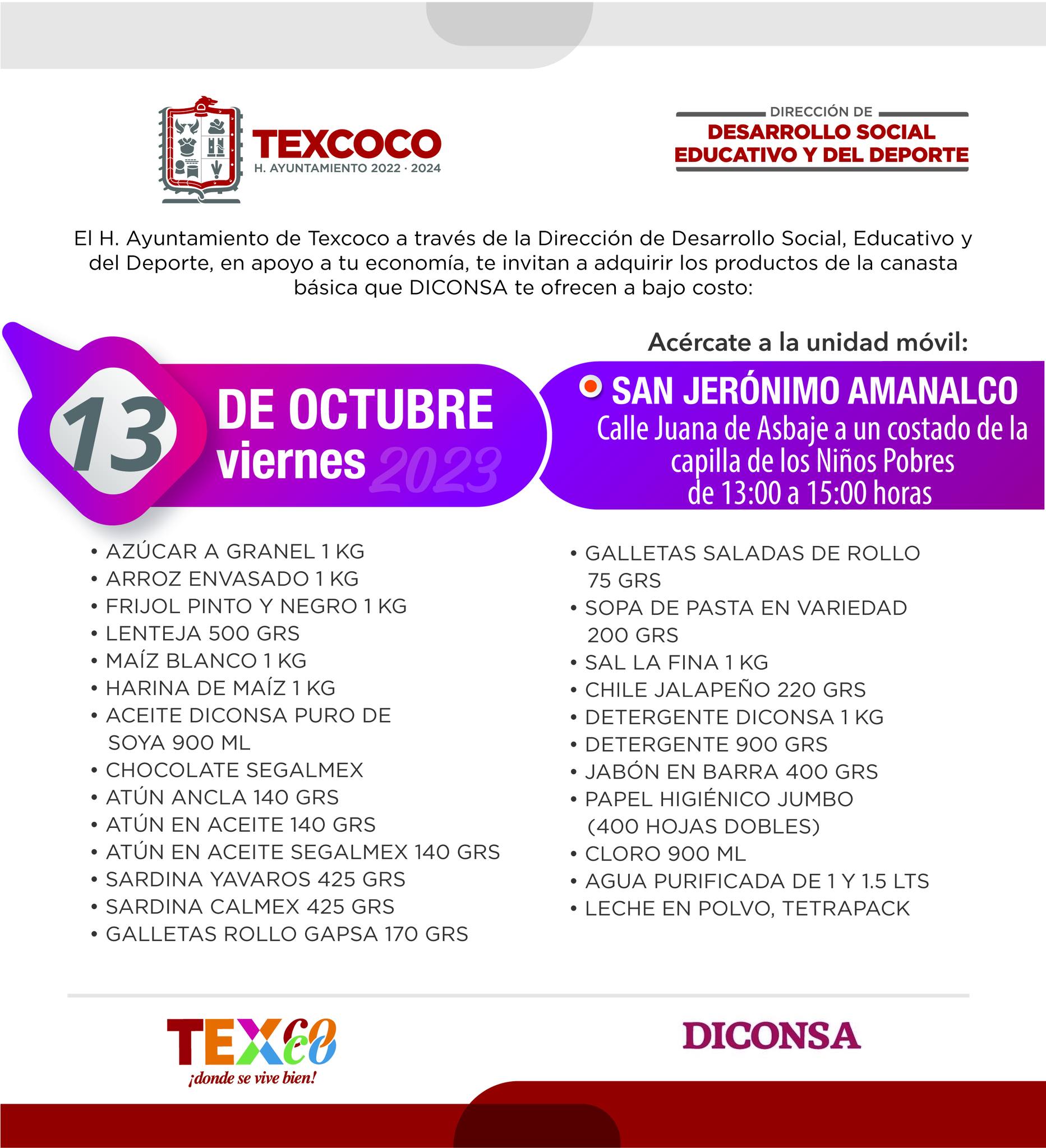 1697144247 892 Informacion importante El Ayuntamiento de Texcoco y DICONSA trae para