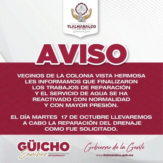 1697285627 Importante Aviso a los vecinos de las Colonias VistaHermosa VistaBella jpg