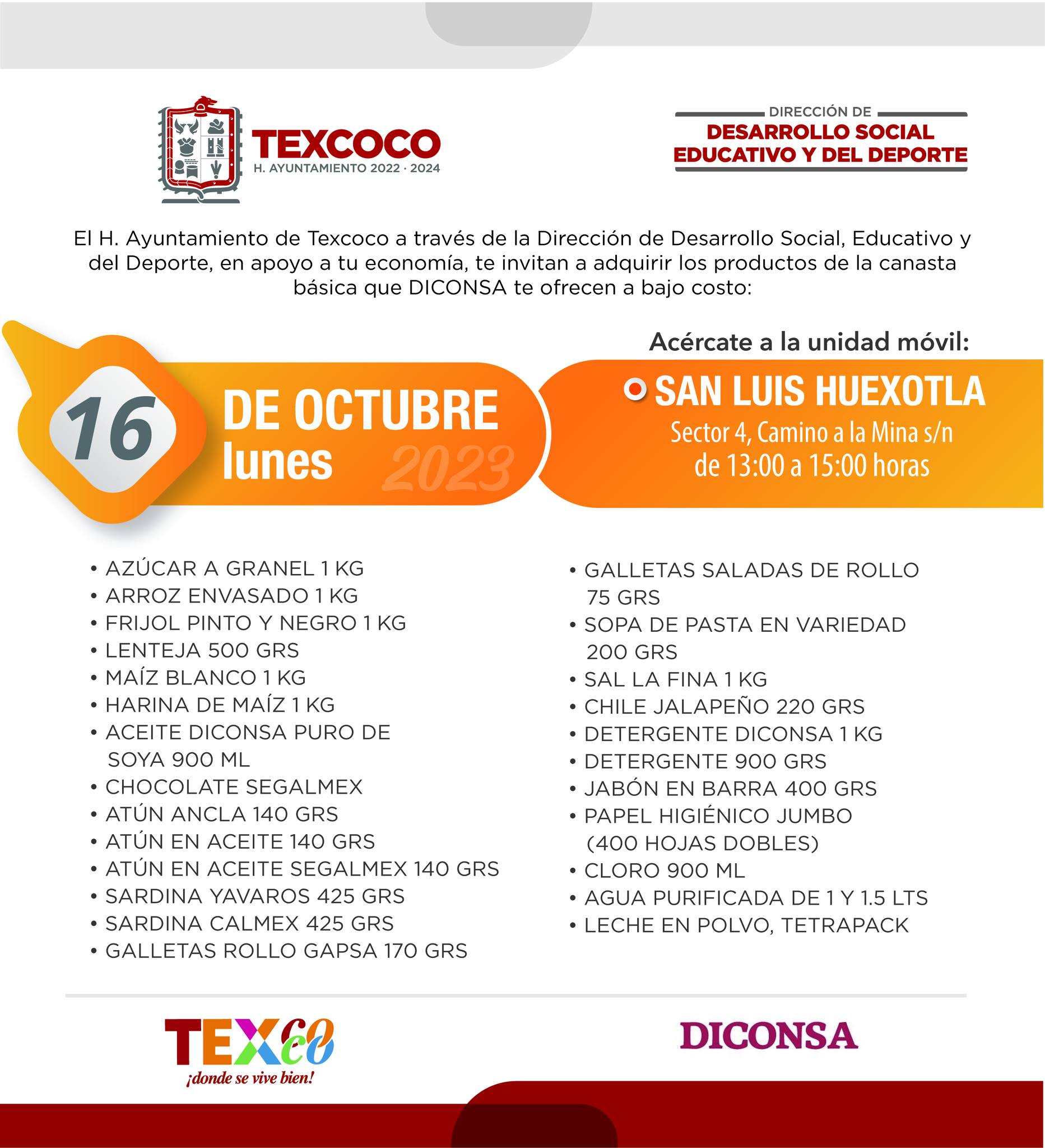 1697394931 125 Informacion importante El Ayuntamiento de Texcoco y DICONSA trae para