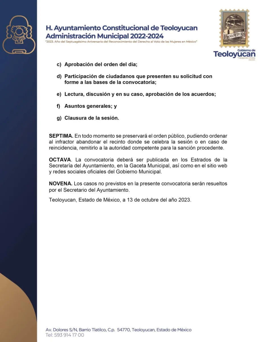 1697481588 509 Convocatoria Quinta Sesion de Cabildo Abierto con el tema Tradiciones