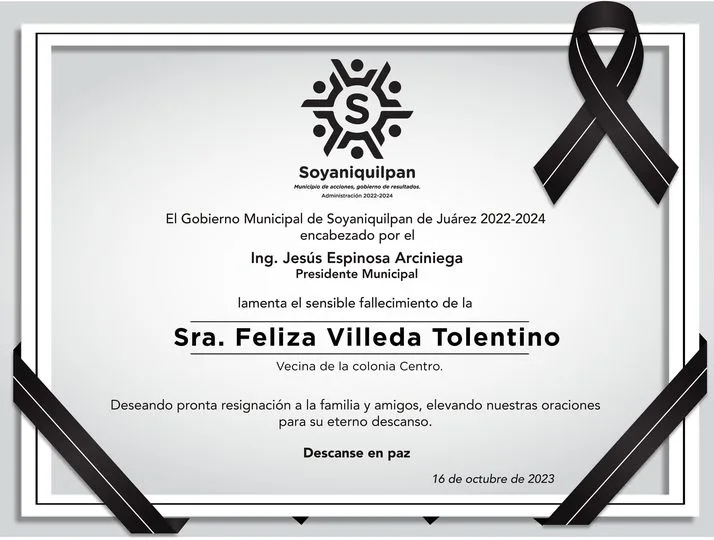 1697550579 Lamentamos el sensible fallecimiento de la senora Feliza Villeda Tolentino jpg