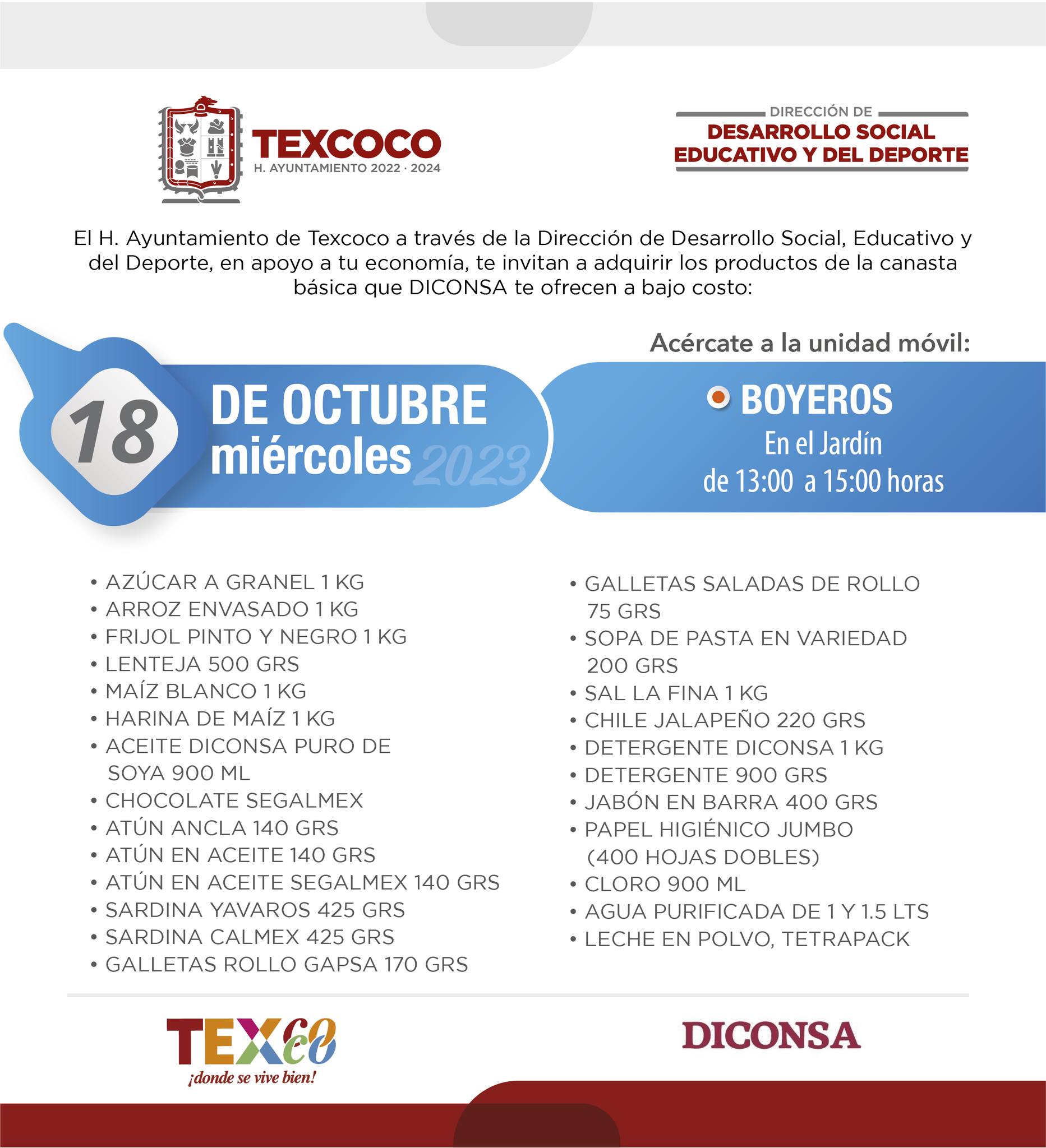 1697575080 603 Informacion importante El Ayuntamiento de Texcoco y DICONSA trae para