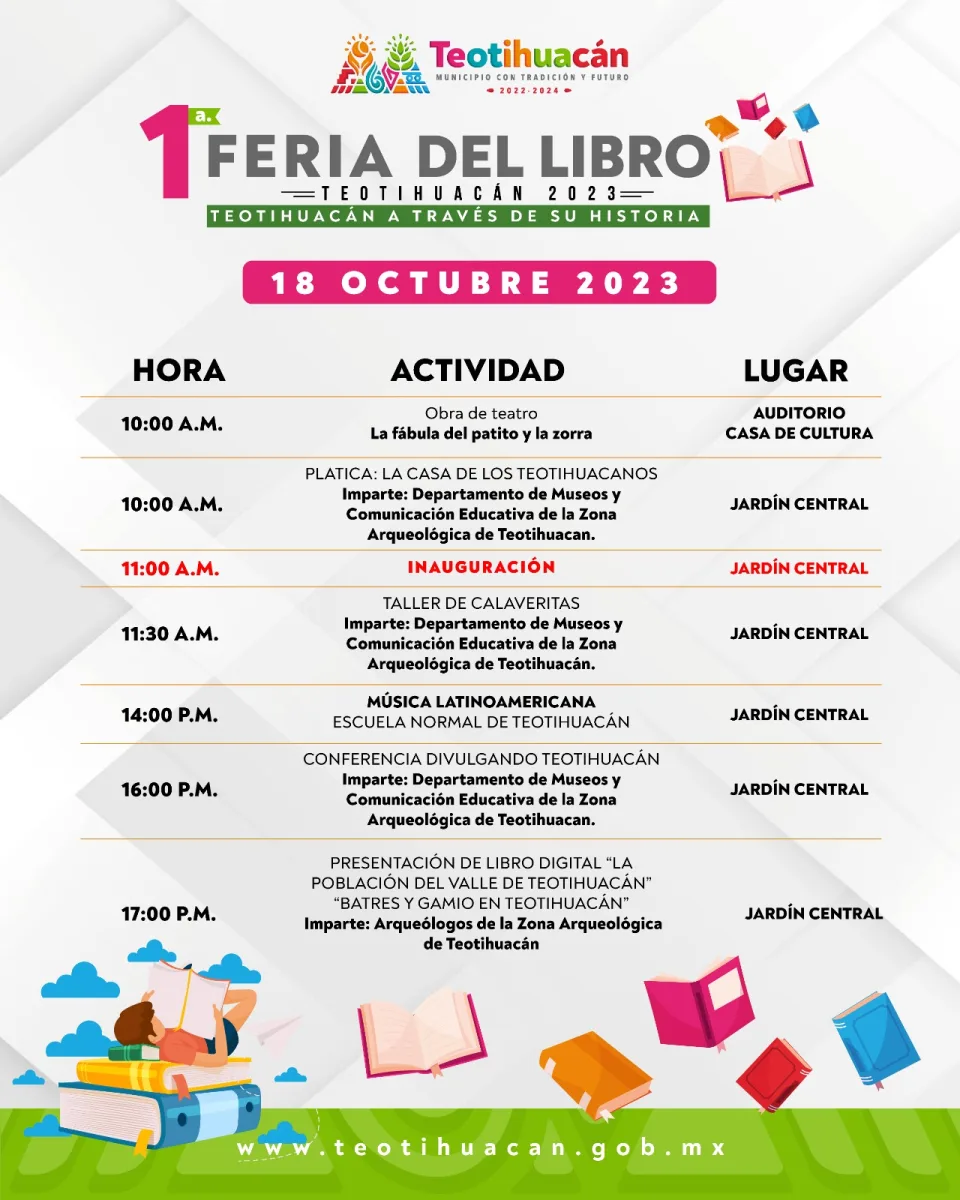 1697575234 Programa de nuestra PRIMERA FERIA DEL LIBRO TEOTIHUACAN 2023