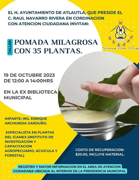 1697631776 SE INVITA A PARTICIPAR EN EL TALLER DE POMADA MILAGROSA jpg