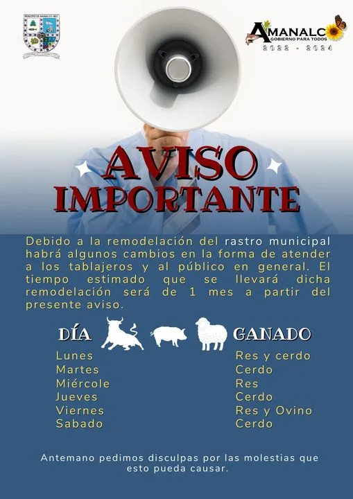 1697812003 Aviso Importante Debido a la remodelacion del rastro municipal jpg