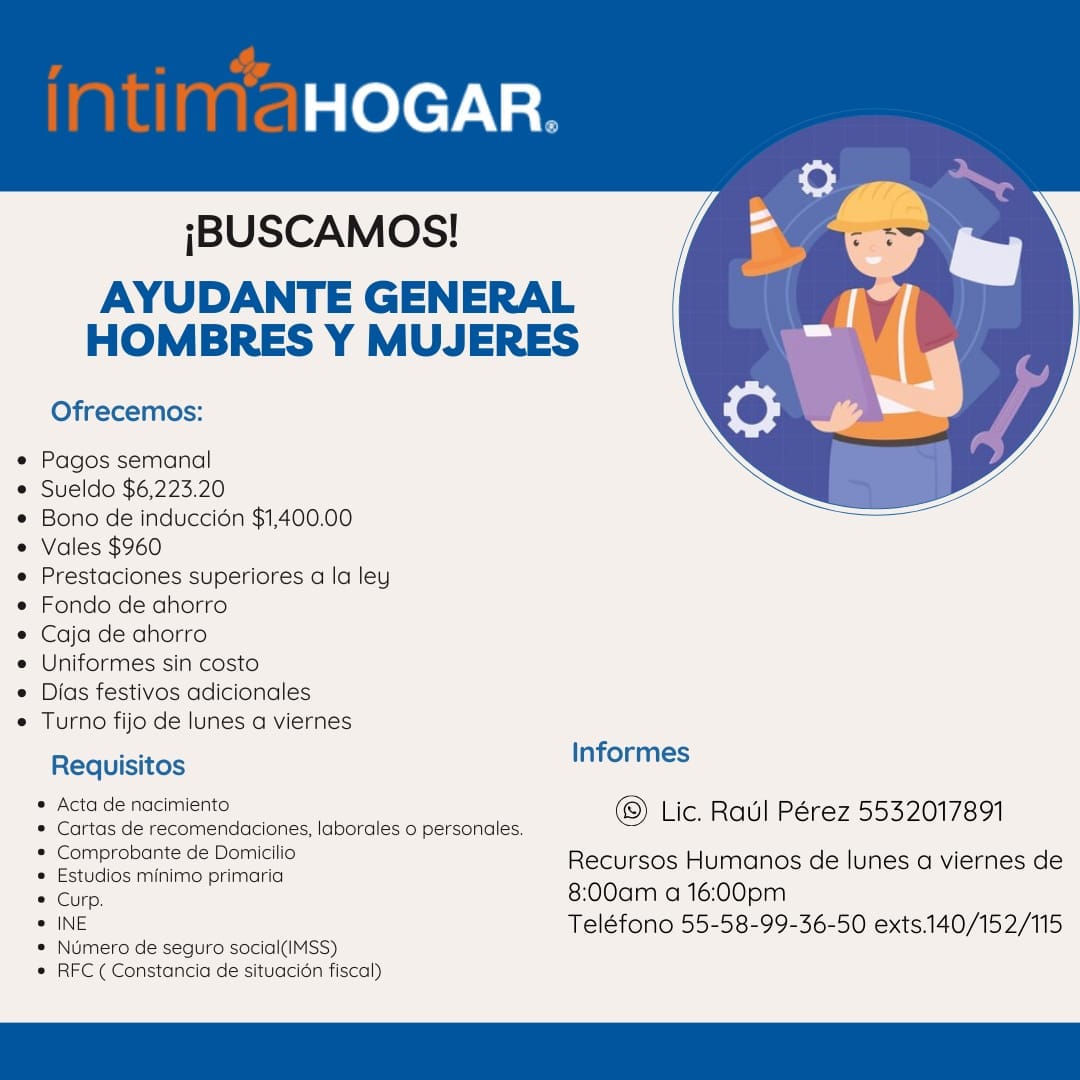 1698016751 896 BolsaDeTrabajo VACANTES DISPONIBLES IntimaHogar te invita a formar parte