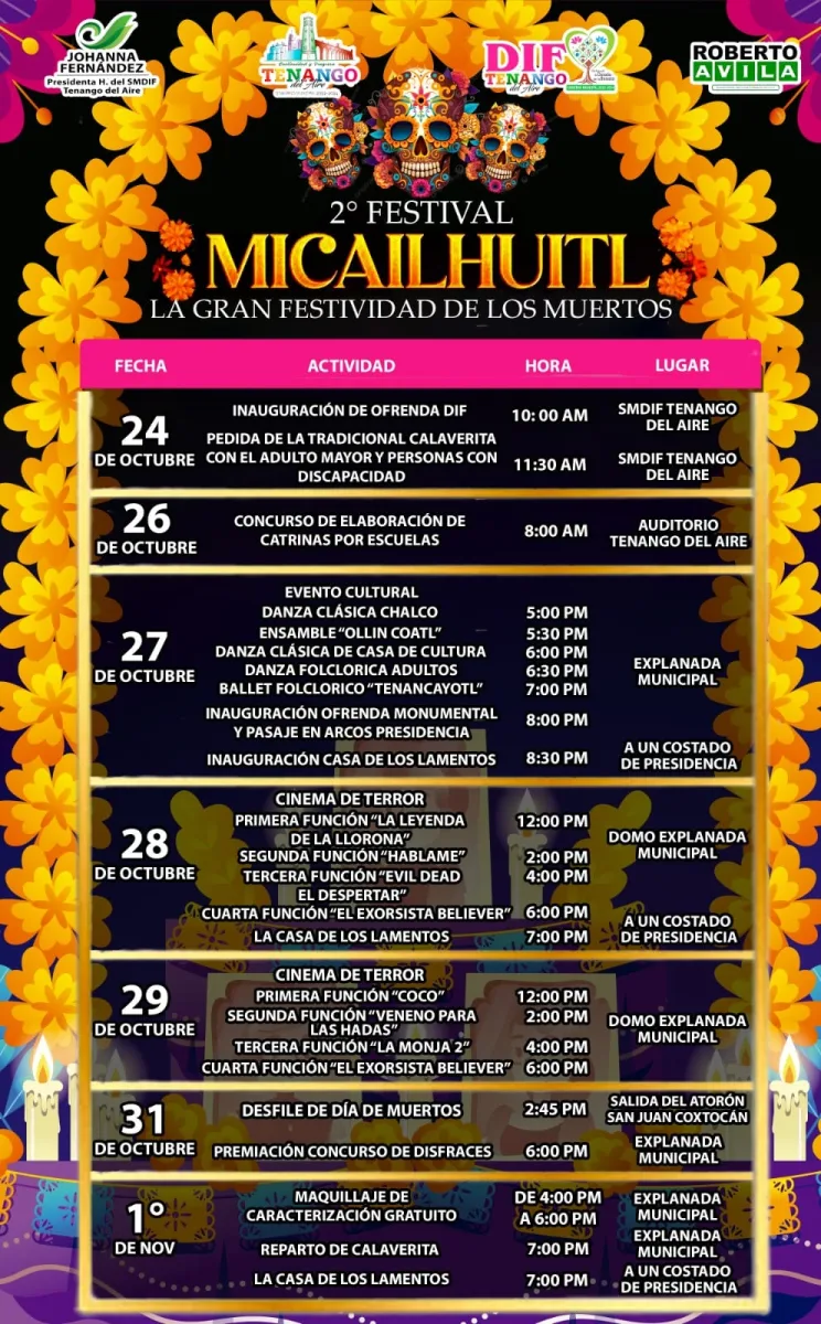 1698324506 75 Asi es como queda la cartelera del segundo festival Micailhuitl